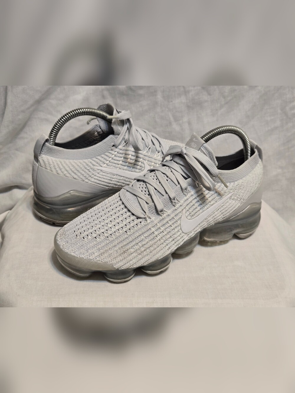 Nike Air VaporMax Flyknit 3 Platinum Running Shoes AJ6910-100 Women's Sz 8
